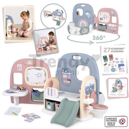 Domček pre bábiku Baby Care Childcare Center Smoby s 5 miestnosťami a 27 doplnkov do bytu