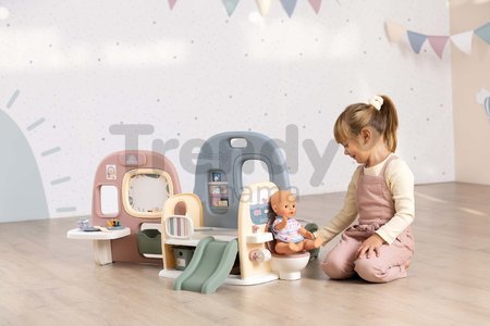 Domček pre bábiku Baby Care Childcare Center Smoby s 5 miestnosťami a 27 doplnkov do bytu