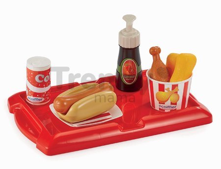 Set hot dog s hranolkami a nápojmi 100% Chef Écoiffier na tácke 25 doplnkov od 18 mes