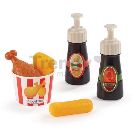 Set hot dog s hranolkami a nápojmi 100% Chef Écoiffier na tácke 25 doplnkov od 18 mes