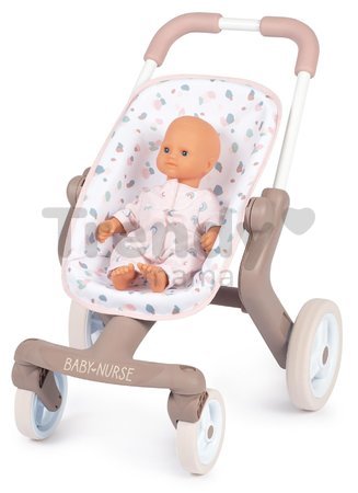 Kočík športový s textilným poťahom Pop Pushchair Natur D'Amour Baby Nurse Smoby s otočnými kolesami pre 42 cm bábiku výška rúčky 54 cm od 18 mes