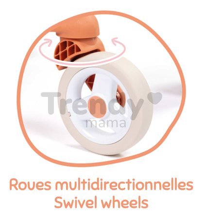 Kočík športový s otočnými kolieskami Pop Pushchair Soft Baby Nurse Smoby s textilným poťahom pre 42 cm bábiku výška rúčky 53 cm od 18 mes