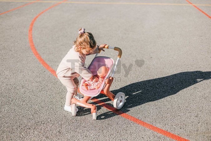 Kočík športový s otočnými kolieskami Pop Pushchair Soft Baby Nurse Smoby s textilným poťahom pre 42 cm bábiku výška rúčky 53 cm od 18 mes