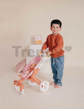 Kočík športový s otočnými kolieskami Pop Pushchair Soft Baby Nurse Smoby s textilným poťahom pre 42 cm bábiku výška rúčky 53 cm od 18 mes