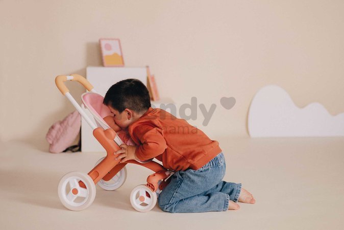 Kočík športový s otočnými kolieskami Pop Pushchair Soft Baby Nurse Smoby s textilným poťahom pre 42 cm bábiku výška rúčky 53 cm od 18 mes