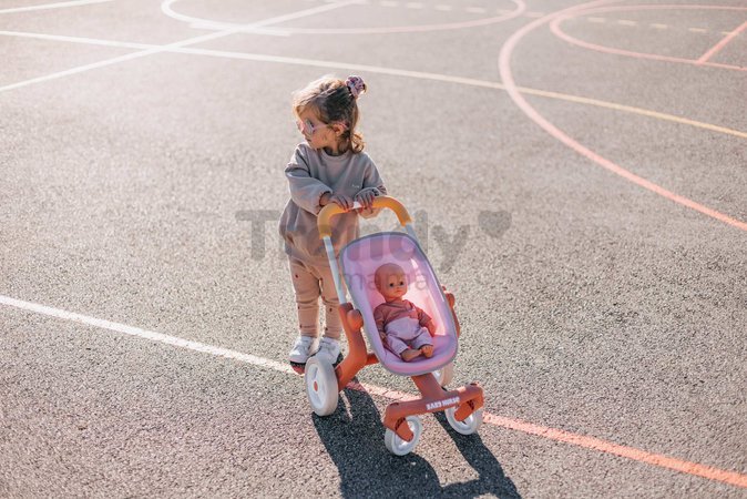 Kočík športový s otočnými kolieskami Pop Pushchair Soft Baby Nurse Smoby s textilným poťahom pre 42 cm bábiku výška rúčky 53 cm od 18 mes