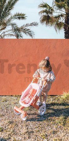 Kočík športový s otočnými kolieskami Pop Pushchair Soft Baby Nurse Smoby s textilným poťahom pre 42 cm bábiku výška rúčky 53 cm od 18 mes