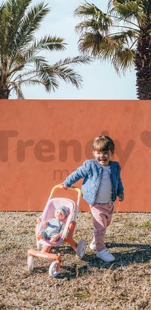 Kočík športový s otočnými kolieskami Pop Pushchair Soft Baby Nurse Smoby s textilným poťahom pre 42 cm bábiku výška rúčky 53 cm od 18 mes