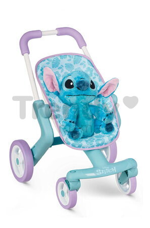 Kočík športový s plyšovou hračkou Stitch PushChair & Plush Smoby s textilným poťahom a otočnými kolesami od 18 mes