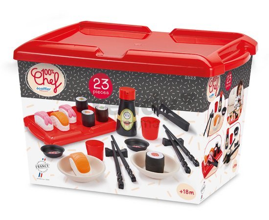 Potraviny do kuchynky Sushi 100% Chef Écoiffier 23 doplnkov v dóze od 18 mes