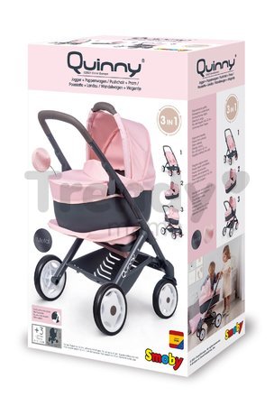 Kočík trojkombinácia Powder Pink 3in1 Maxi Cosi&Quinny Smoby hlboký a športový a prenosná postieľka pre 42 cm bábiku