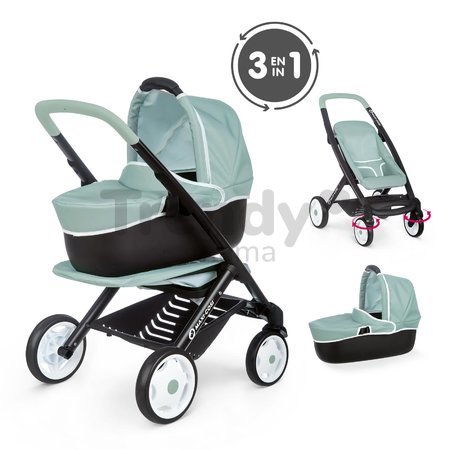 Kočík trojkombinácia Maxi Cosi 3in1 Pushchair+Pram Sage Smoby hlboký/športový/prenosná postieľka pre 42 cm bábiku olivový