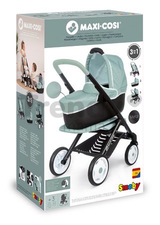 Kočík trojkombinácia Maxi Cosi 3in1 Pushchair+Pram Sage Smoby hlboký/športový/prenosná postieľka pre 42 cm bábiku olivový