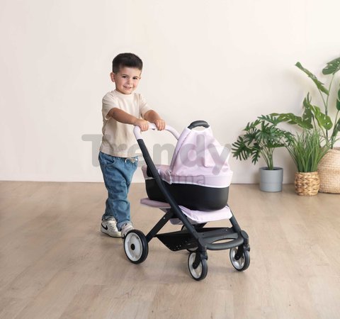 Kočík trojkombinácia Puschair Pink Maxi Cosi&Quinny Smoby hlboký športový a prenosná postieľka pre 42 cm bábiku výška rúčka 64 cm