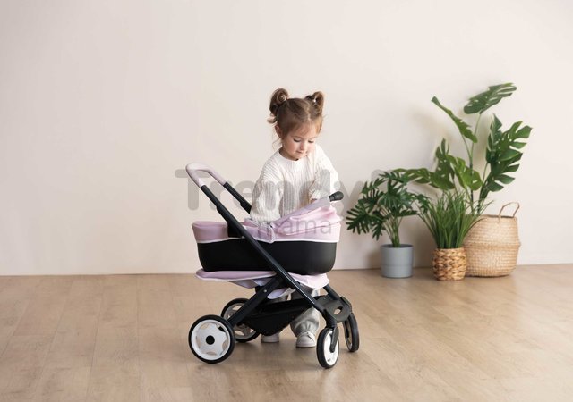 Kočík trojkombinácia Puschair Pink Maxi Cosi&Quinny Smoby hlboký športový a prenosná postieľka pre 42 cm bábiku výška rúčka 64 cm