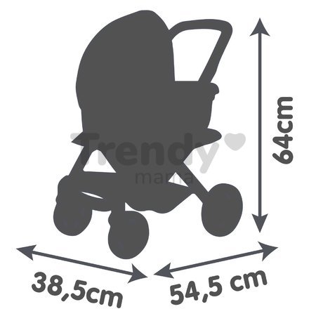 Kočík trojkombinácia Puschair Pink Maxi Cosi&Quinny Smoby hlboký športový a prenosná postieľka pre 42 cm bábiku výška rúčka 64 cm