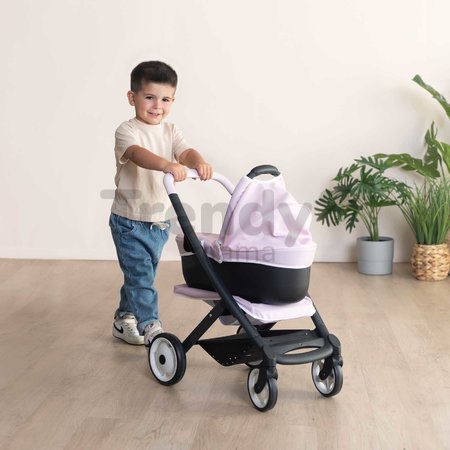 Kočík trojkombinácia Puschair Pink Maxi Cosi&Quinny Smoby hlboký športový a prenosná postieľka pre 42 cm bábiku výška rúčka 64 cm