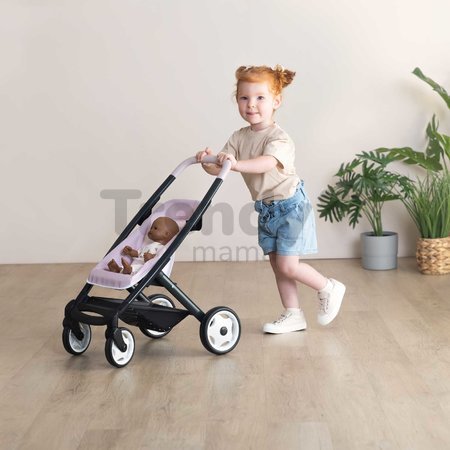 Kočík trojkombinácia Puschair Pink Maxi Cosi&Quinny Smoby hlboký športový a prenosná postieľka pre 42 cm bábiku výška rúčka 64 cm