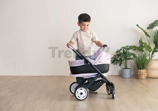 Kočík trojkombinácia Puschair Pink Maxi Cosi&Quinny Smoby hlboký športový a prenosná postieľka pre 42 cm bábiku výška rúčka 64 cm
