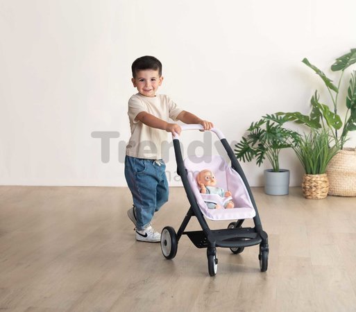 Kočík trojkombinácia Puschair Pink Maxi Cosi&Quinny Smoby hlboký športový a prenosná postieľka pre 42 cm bábiku výška rúčka 64 cm