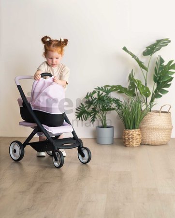 Kočík trojkombinácia Puschair Pink Maxi Cosi&Quinny Smoby hlboký športový a prenosná postieľka pre 42 cm bábiku výška rúčka 64 cm