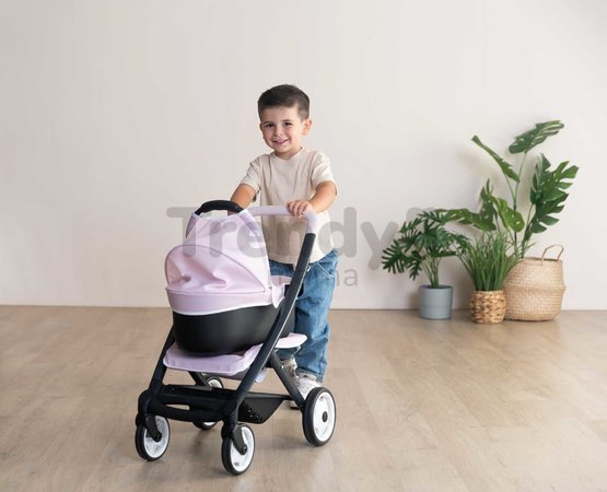Kočík trojkombinácia Puschair Pink Maxi Cosi&Quinny Smoby hlboký športový a prenosná postieľka pre 42 cm bábiku výška rúčka 64 cm