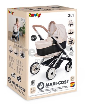 Kočík trojkombinácia Puschair Sandy Maxi Cosi&Quinny Smoby hlboký športový a prenosná postieľka pre 42 cm bábiku výška rúčka 64 cm
