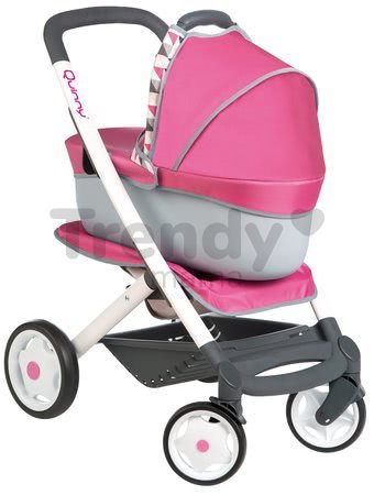 Kočík pre bábiku 3v1 retro Maxi Cosi&Quinny Smoby s nosítkom (rúčka 65,5 cm) ružový