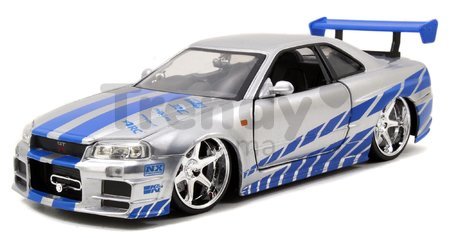 Autíčko Nissan Skyline GT-R 2002 Fast & Furious Jada kovové s otvárateľnými časťami dĺžka 19 cm 1:24