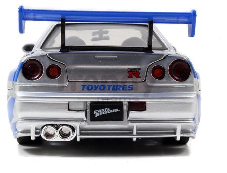 Autíčko Nissan Skyline GT-R 2002 Fast & Furious Jada kovové s otvárateľnými časťami dĺžka 19 cm 1:24