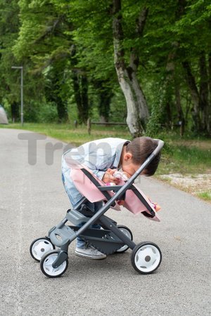 Kočík pre dvojičky Powder Pink Maxi Cosi&Quinny Smoby s bezpečnostným pásom pre 42 cm bábiky