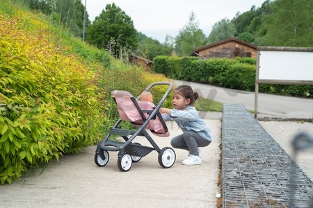 Kočík pre dvojičky Powder Pink Maxi Cosi&Quinny Smoby s bezpečnostným pásom pre 42 cm bábiky