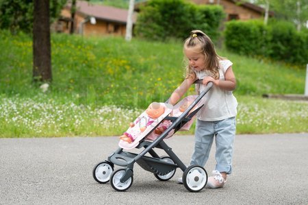 Kočík pre dvojičky Powder Pink Maxi Cosi&Quinny Smoby s bezpečnostným pásom pre 42 cm bábiky