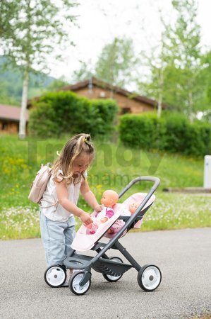 Kočík pre dvojičky Powder Pink Maxi Cosi&Quinny Smoby s bezpečnostným pásom pre 42 cm bábiky