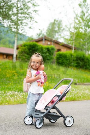 Kočík pre dvojičky Powder Pink Maxi Cosi&Quinny Smoby s bezpečnostným pásom pre 42 cm bábiky