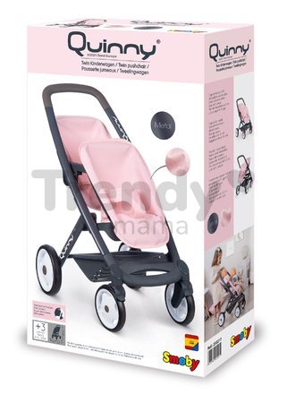 Kočík pre dvojičky Powder Pink Maxi Cosi&Quinny Smoby s bezpečnostným pásom pre 42 cm bábiky