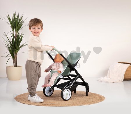 Kočík pre dvojičky s polohovateľnými sedačkami Maxi Cosi Twin Pushchair Sage Smoby pre 42 cm bábiku výška rúčky 65 cm olivový