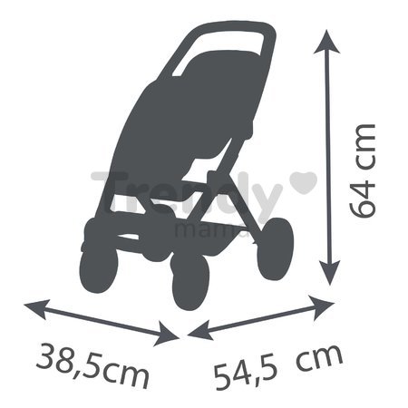 Kočík pre dvojičky s bezpečnostným pásom Twin Pushchair Pink Maxi Cosi&Quinny Smoby pre 42 cm bábiku s 64 cm ergonomickou rúčkou