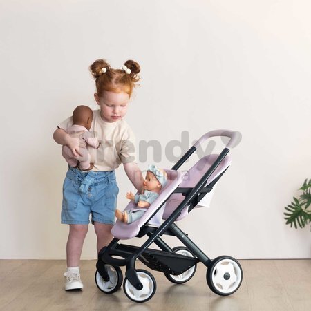 Kočík pre dvojičky s bezpečnostným pásom Twin Pushchair Pink Maxi Cosi&Quinny Smoby pre 42 cm bábiku s 64 cm ergonomickou rúčkou
