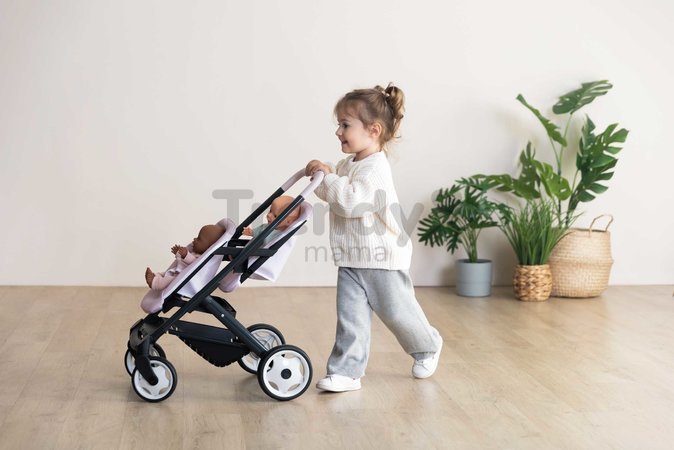 Kočík pre dvojičky s bezpečnostným pásom Twin Pushchair Pink Maxi Cosi&Quinny Smoby pre 42 cm bábiku s 64 cm ergonomickou rúčkou