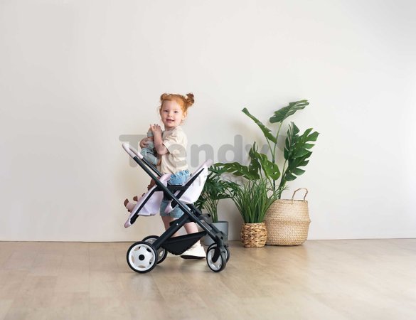 Kočík pre dvojičky s bezpečnostným pásom Twin Pushchair Pink Maxi Cosi&Quinny Smoby pre 42 cm bábiku s 64 cm ergonomickou rúčkou