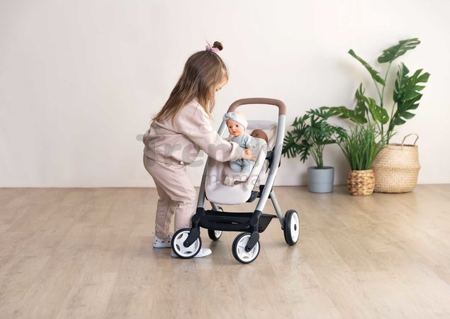 Kočík pre dvojičky s bezpečnostným pásom Twin Pushchair Sandy Maxi Cosi&Quinny Smoby pre 42 cm bábiku s 64 cm ergonomickou rúčkou