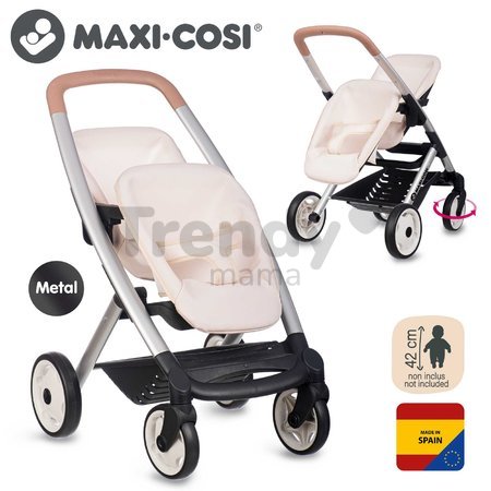 Kočík pre dvojičky s bezpečnostným pásom Twin Pushchair Sandy Maxi Cosi&Quinny Smoby pre 42 cm bábiku s 64 cm ergonomickou rúčkou