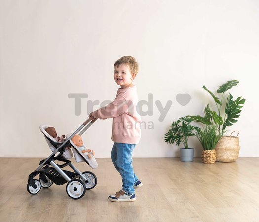 Kočík pre dvojičky s bezpečnostným pásom Twin Pushchair Sandy Maxi Cosi&Quinny Smoby pre 42 cm bábiku s 64 cm ergonomickou rúčkou