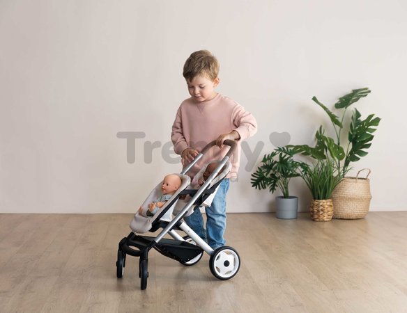 Kočík pre dvojičky s bezpečnostným pásom Twin Pushchair Sandy Maxi Cosi&Quinny Smoby pre 42 cm bábiku s 64 cm ergonomickou rúčkou