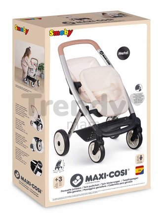Kočík pre dvojičky s bezpečnostným pásom Twin Pushchair Sandy Maxi Cosi&Quinny Smoby pre 42 cm bábiku s 64 cm ergonomickou rúčkou