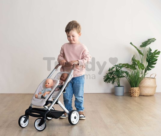 Kočík pre dvojičky s bezpečnostným pásom Twin Pushchair Sandy Maxi Cosi&Quinny Smoby pre 42 cm bábiku s 64 cm ergonomickou rúčkou
