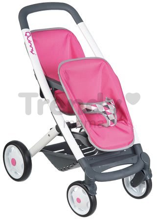 Kočík pre dve bábiky retro Maxi Cosi&Quinny Smoby (65,5 cm rúčka) ružový