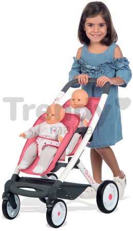Kočík pre dve bábiky Trio Pastel Maxi Cosi & Quinny Smoby ružový