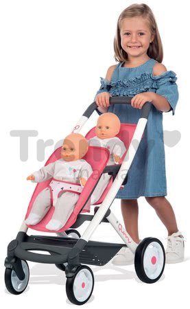 Kočík pre dve bábiky Trio Pastel Maxi Cosi & Quinny Smoby ružový
